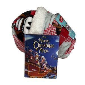 Mickey Mouse Christmas Hat Blanket Bundle & Minnie Christmas Book